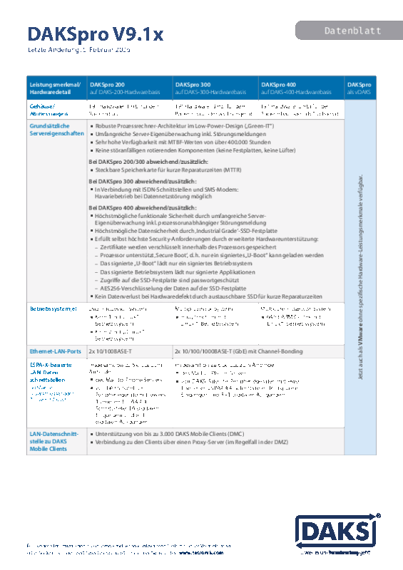 Datenblatt DAKSpro V9.1x